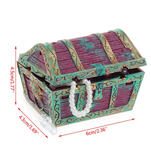 Mimgo Treasure Chest Shaped Air Bubble Stone Aquarium, Fish Tank Ornament Bubbling Decoration (Red)