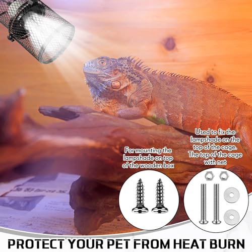2 Pcs Retractable Reptile Heat Lamp Holder Reptile Anti Scald Lampshade Ceramic Heat Emitter Heating Lamp Shade with Switch for Pet Amphibian Snakes Lizards Turtle Frogs Chicks, Without Bulb