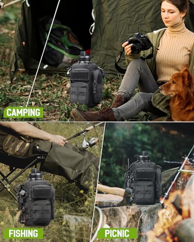 RXW 64oz Insulated Water Bottle Half Gallon Water Jug with Sleeve Tactical - color: Black