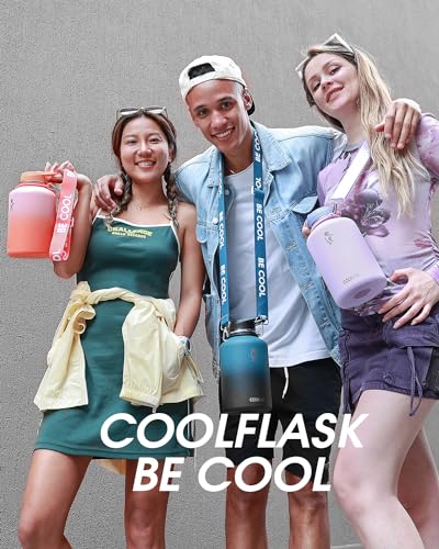Coolflask Half Gallon Water Bottle Insulated Stainless Steel with Strap - color: Lavender, size: 64 Ounces