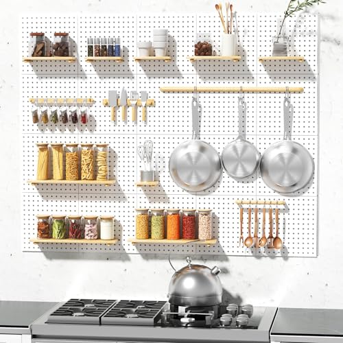 FZK Modular Plastic Pegboard Wall Organizer Kit, White, 12x12, 4 Panels - color: Pegboard Kit-White-2