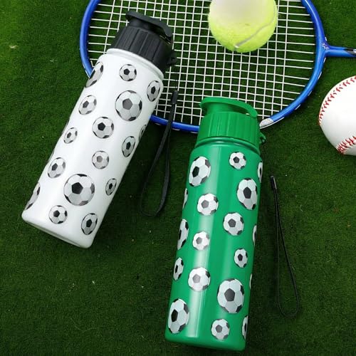 Mifoci 20 Pcs Sports Water Bottle Bulk, Soccer, Black, White and Green - color: Black, White and Green, size: Soccer