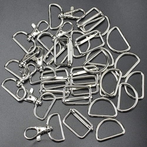 Hysagtek 60 Pcs Purse Hardware for Bag Making - Swivel Snap Hooks, D Ring, Slide Buckle, Bag Hardware Supplies for Handbag Fasteners, Strap, Backpack DIY Craft Accessories, 1 Inch, Silver - color: Silver