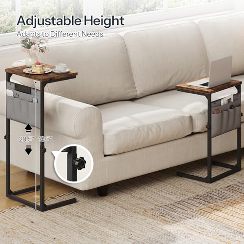 HOOBRO 10 Gallon Aquarium Stand and C Shaped End Table, 3-Tier Fish Tank Stand with Storage, Adjustable Side Table for Sofa, Couch Table That Slide Under, Storage Pockets, BF52FT01-BF77SF01
