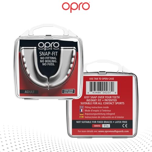 OPRO Snap-Fit Mouth Guard, Instant Fit (White) Adult - color: White, size: Adult (Age 11+)