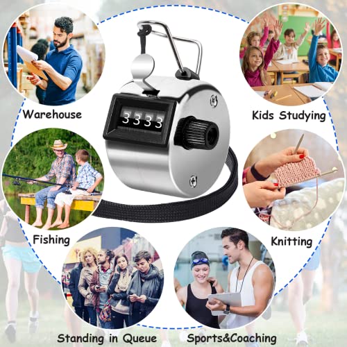 PETKNOWS 5Pcs Handheld Tally Clicker Counter 4 Digital Number for Sports - color: Silver