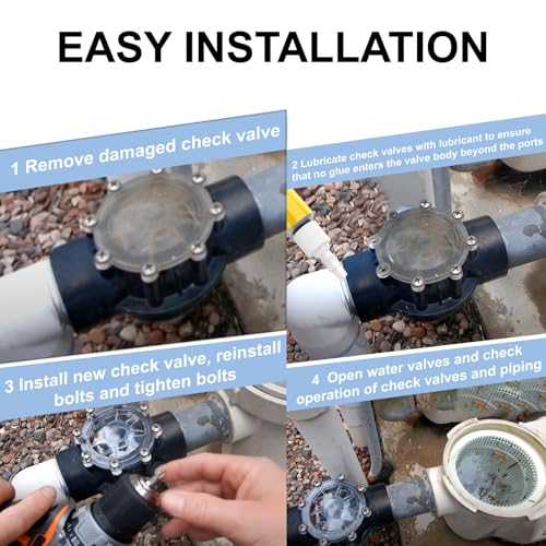 7305 Pool Check Valve Replacement 180 Degree for Jandy 2-Inch to 2-1/2-Inch Check Valve Compatible with Pool Pumps Heat Pumps and Spa Straight Through Flow