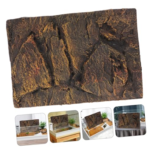 POPETPOP 3D Bearded Dragon Tank Background Rock Terrarium Background, Reptile Terrarium Decoration 3D Background Board Fish Tank Lifelike Board (PU62-3) Reptile Tank Decoration Custom Pictures