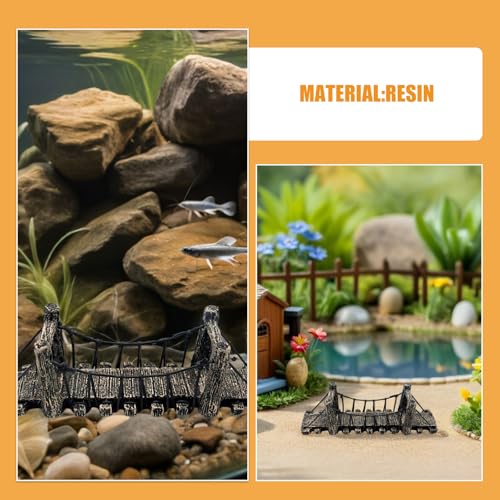 2pcs Aquarium Bridge Decor: Resin Garden Rope Bridge Ornament - Shrimps Hideout Tank Turtle Climbing Platform for Fish Tank Landscaping Decoration