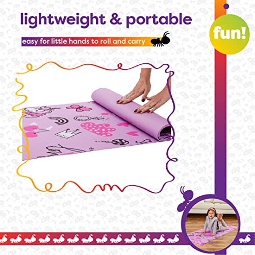 Antsy Pants Kids Yoga Mat - Non-Slip Exercise Mat, 60" x 24", 3mm - color: Pink Unicorn