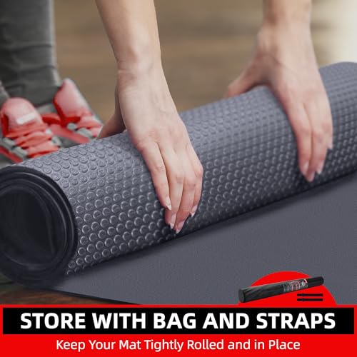 GymCope Large Exercise Mat for Home Workouts, 12x6/10x6/9x6/8x6/7x5/6x4 ft - color: 6'*4'Dark Grey
