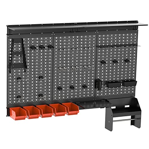 TORACK Metal Pegboard Wall Organizer 24x48 in, Tool Storage Pegboard, Black - color: Black