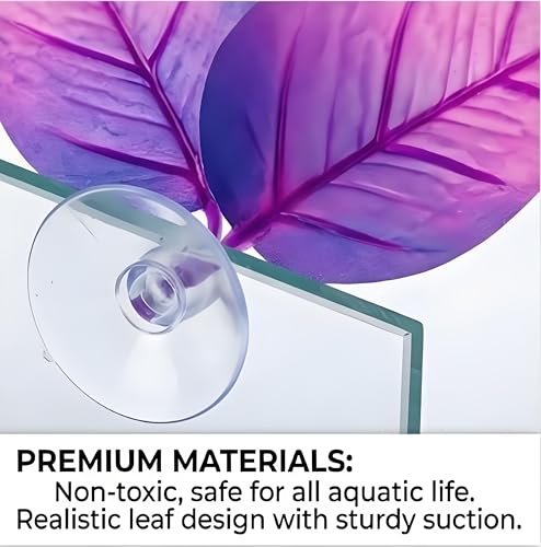 Betta Hammock - Purple Fish Leaf Bed for Bettas, Guppies and Clownfish Aquarium Decoration with Suction Cup