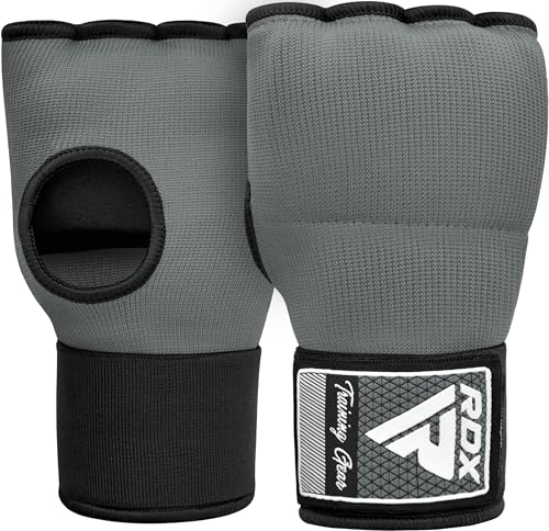 RDX Gel Boxing Hand Wraps Inner Gloves Men Women, Quick 100cm Long Wrist Straps, Elasticated Padded Fist Under Mitts Protection, Muay Thai MMA Kickboxing Martial Arts - color: Grey, size: Medium