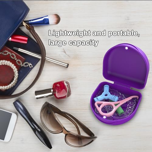BVN Retainer Case, Magnetic Aligner Case for Braces and Mouth Guards - color: Purple