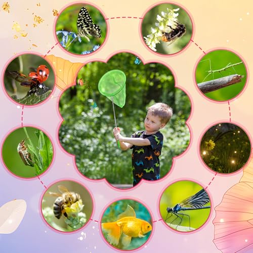 Kids Telescopic Butterfly Fishing Nets Colorful Bug Catching Nets Outdoor Tools for Catching Butterfly Insects Bug Fish Ladybird, Extendable from 6.5 Inch to 34 Inch