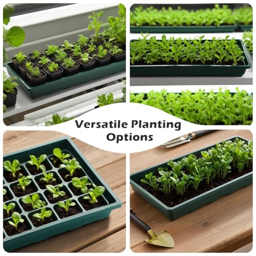 RooTrimmer 1020 Nursery Pots Trays 5 Pack, Plastic Flat Seed Starter Trays, Durable Seedling Potting Tray for Carrying and Holding Planting Pot (Green)
