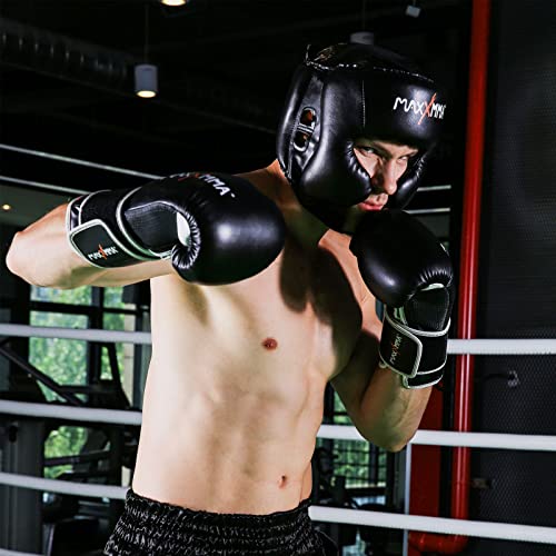 MaxxMMA Headgear L/XL Boxing MMA Training Kickboxing Sparring Karate Taekwondo - color: Black