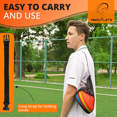 Soccer Training Cones Set, 75/50/25 Pack with Strap Holder & Carry Bag - color: Red