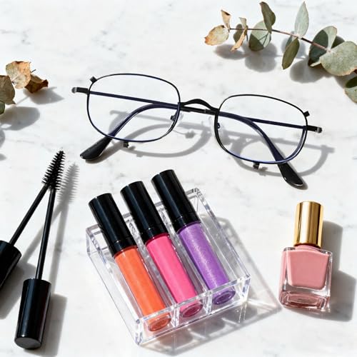 Makeup Reading Glasses for Women Metal Frame Flip Down Magnifying Cosmetic Readers Blue Light Blocking - color: Black