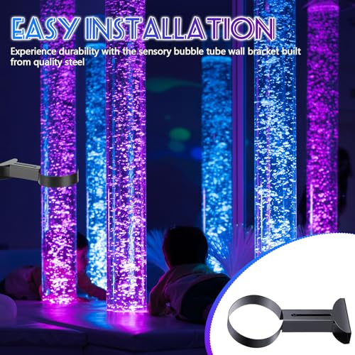 1 Pcs Sensory Bubble Tube Wall Bracket Extending 11 cm Diameter Wall Mounted Bubble Light Holder Water Floor Lamp Holder to Prevent Spillages and Keep Fish Aquarium Tank Stand Safe (Black) - color: Black