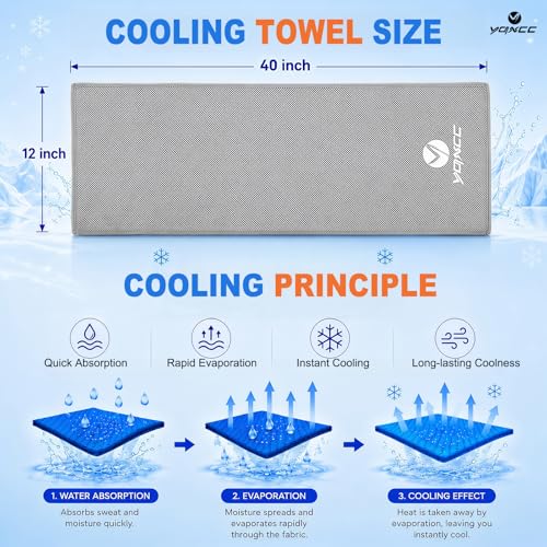 YQXCC 4 Pack Cooling Towels (40"x12"), Ice Cool for Neck & Face - color: 2 Light Gray/ 2 Dark Gray