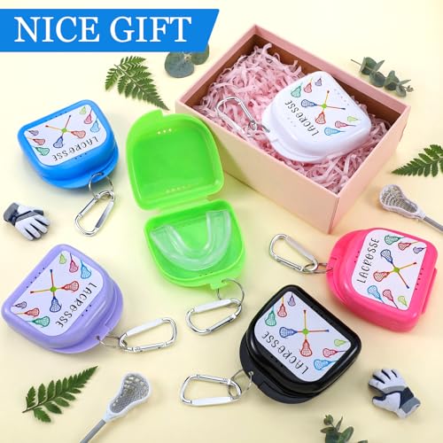 Vicenpal 6 Pcs Lacrosse Mouthguard Case with Carabiner, Sports Holder