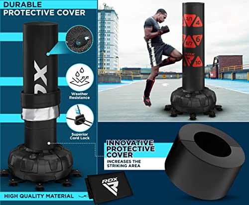 RDX XXL 330LBS Target Freestanding Punching Bag with Cover & Gloves – 72” Adult Heavy Pedestal Punch Bag Set - 17 Suction Cup 8 Extended Legs Stand Base - Kick Boxing MMA Muay Thai Home Gym Fitness - color: RED, size: 5.5FT