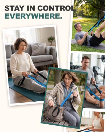 Trideer Stretching Strap with Loops for Physical Therapy,Non-Elastic - color: Blue/Black