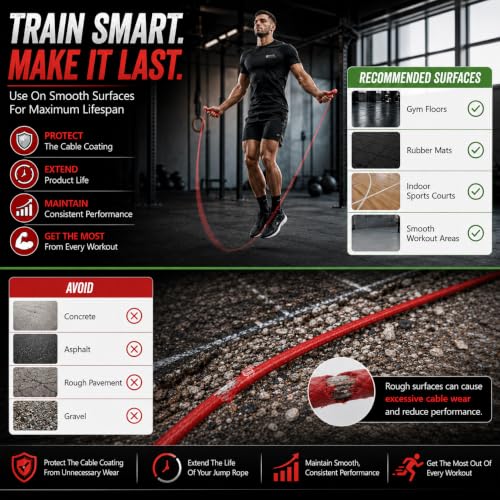 WOD Nation Adjustable Speed Jump Rope For Men, Women & Children - Blazing Fast Fitness Skipping Rope Perfect for Boxing, MMA, Endurance - color: Red