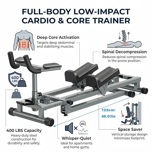 Crawling Training Machine Noiseless Spine Twist Stretch Trainer Home Gym Exercise Machine with Adjustable Hand Grips LED Display Knee Support & Steel Frame Full Body Low-Impact Cardio 400Lbs Capacity