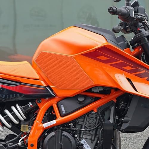 Motorcycle Tank Pads Side Gas Knee Grip Protective StickerApplies toKTM DUKE390 DUKE250 DUKE150 (2024+) (Orange) - color: Orange