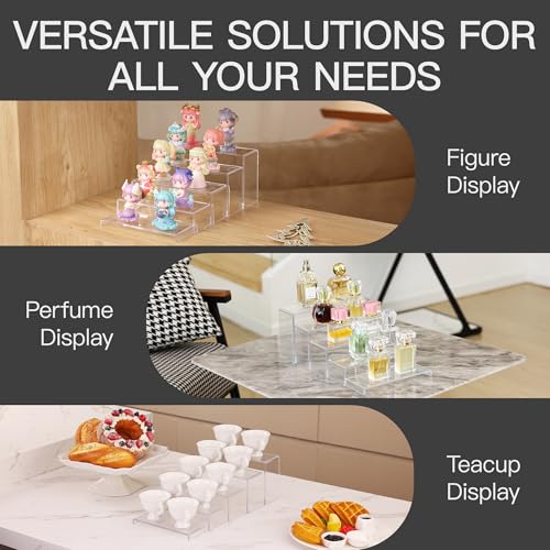 10 Pack Acrylic Display Risers, 2 Set(7”L~8”L~9”L) Perfume Stand Organizer, Easy to Store Clear Cupcake Stand, Display Risers for Retail Stores Special Events Exhibitions Home Decoration