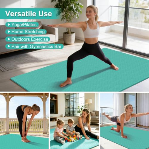RINREA 72"x48" Extra Wide Yoga Mat, 8mm Thick Exercise Mat for Home Gym - color: Green