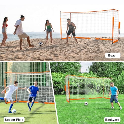Soccer Goal 12×6 ft /16×7 ft Portable Soccer Goals Net for Backyard - color: 12×6FT Orange