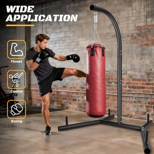 Upgraded Punching Bag Stand, Heavy Duty Boxing Stand, Steel Sandbag Rack Boxing Bag Stand, Freestanding Durable Training Equipment for Home & Gym Fitness Stable Steel, Stand Only