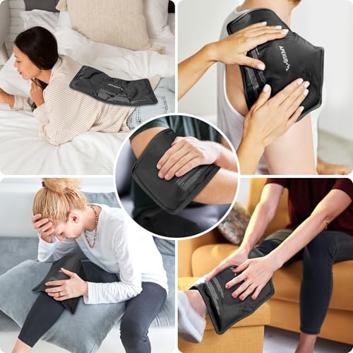 APEXUP Gel Ice Packs for Injuries Reusable, Flexible Double Sided Cold Packs for Injuries, Ice Pack for Knee, Shoulder, Back, Hip, Leg, Arm (Black, 8"x5.5", 1PK) - size: S-1PK (8"x5.5"), style: Black