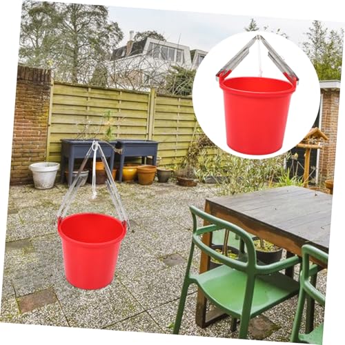 Heavy-Duty Utility Bucket Stainless Steel Grip Handle Versatile Mopping and Cleaning Pail for Home Fishing and Camping Vibrant Red Stand for Easy Use