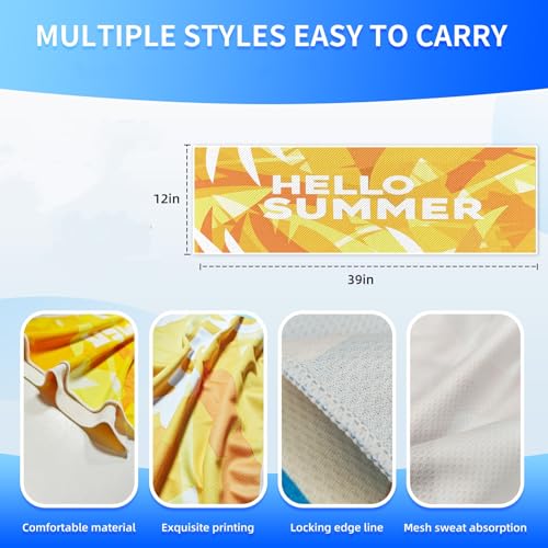 Cooling Sports Towel 39"X11.8" Cold Feeling Towel for Gym Fitness Running Yoga Pilates Soft Quick Dry Breathable Lightweight Camping Towel Summer Hiking Climbing Workout Essentials(Yellow) - color: Yellow