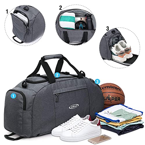 G4Free 40L Foldable 3-Way Travel Bag Sports Bag with Shoe Compartment Men Women Gym Bag Luggage for Sports Fitness Gym Holiday, Snow Ni-Grey, 40L - color: Snow Ni-Grey