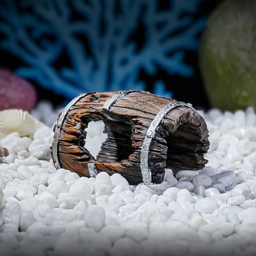 Small Aquariums Decoration Resins Barrels Simulation Wine Barrels Decoration for Fishes Tanks and Reptiles Habitats Fishes Tanks Accessory