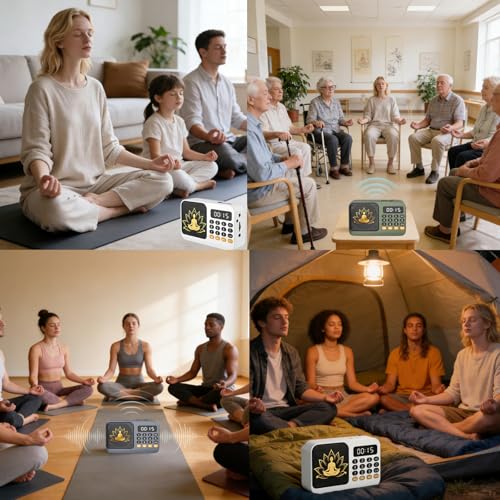 Tibetan Meditation Singing Bowl, Portable Electronic Audio Sound Machine with 27 Different Singing Bowl, Natural Soothing Sounds for Yoga, Meditation, Chakra Healing and Stress Relief(Green) - color: Green