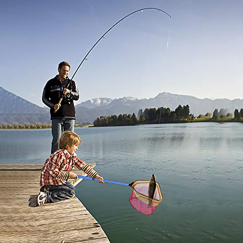 Kids Fishing Net - Telescoping Bait, Minnow, and Butterfly Net With 11.4" Depth, Handle Extends to 30" for Easy Catch and Release - color: Blue-2pack