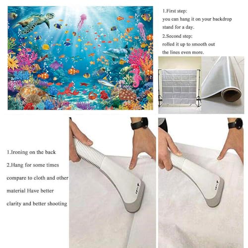 Underwater Backdrop Aquarium Ocean Corals Tropical Fish Photography Background Ocean Theme Party Decorations for Kid Boy's Birthday Cake Table Photo Booth Props (8x6FT) - size: 8x6FT