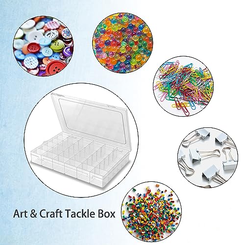 1 Pack Plastic Organizer Container Box, 36 Grids Clear Plastic Parts Organizer Box, for Beads, Art DIY, Crafts, Jewelry, Fishing Tackle with Label Stickers