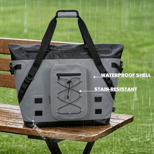 Insulated Fish Cooler Kill Bag with Flat Bottom-26x18 31x14 40x16 50x18 60x20 70x25 Inches Waterproof Fishing tackle Kill Cooler Bag - color: Dark Grey-26x18x9