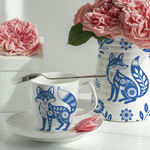 SUPERDANT 5 Sheet Underglaze Transfer Paper Fox Disk Floral Ceramic Decal for Craft Pottery Studio Use Blue 20.5x14.6 Inch - style: Fox Disk Pattern