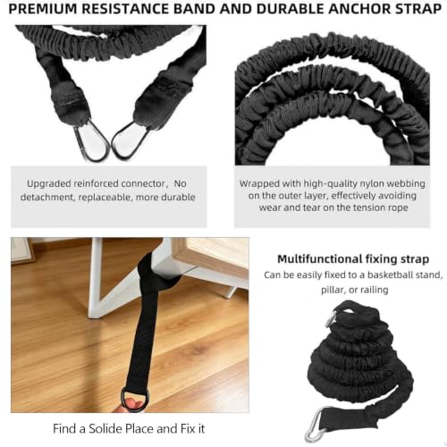 Resistance Speed Training Equipment, Dual Running Bungee Bands - color: Black-6.6ft