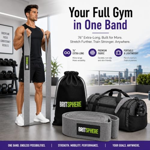 76-Inch Long Fabric Resistance Band Extended Heavy Duty Resistance Band - color: Gray