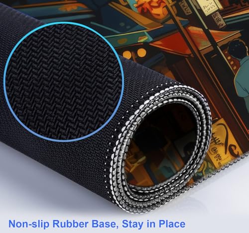 Cute Japanese Street Keyboard Desk Mat, Tokyo Night View Computer Mouse Mat | The Surface Of The Mouse Pad Is Designed With Fiber Woven Material, And The Base Is Made Of Natural Anti Slip Rubber. - color: Tokyo Street